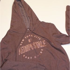 Brown and rose gold cropped aeropostale hoodie
